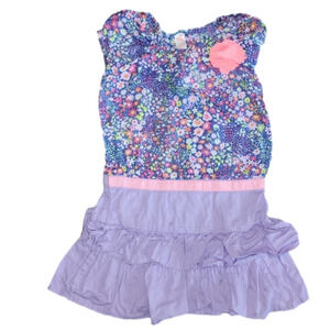 Cherokee Light Purple Floral Pattern Short Sleeve Dress